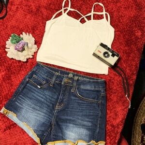 Medium Rise Denim Shorts